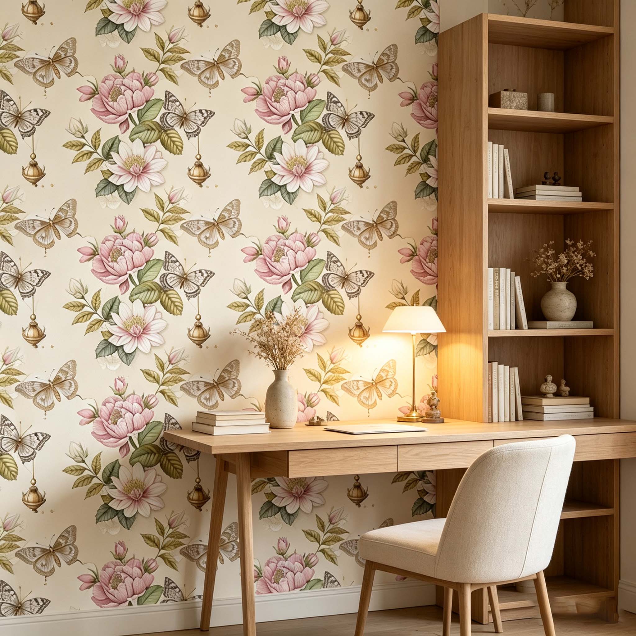 Luxury Lifestyle Background - Leichte Luxus-Retro-Tapete Selbstklebende Blumen-Pastoral-Tapete Hintergrundwand Schlafzimmer